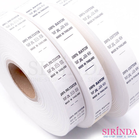 ป้ายพิมพ์แคร์ 1.9cm พื้นขาว อักษรดำ เนื้อไนล่อน I Nylon Printed Care Label