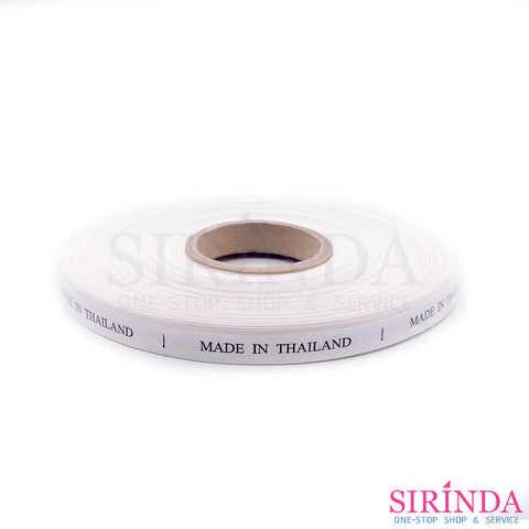 ป้ายพิมพ์ Made In Thailand พื้นขาว อักษรดำ เนื้อไนล่อน I Nylon Printed Label